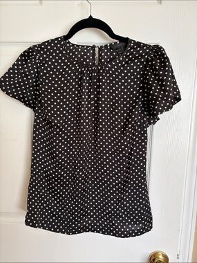 J. Crew Black Blouse with White Polka Dots